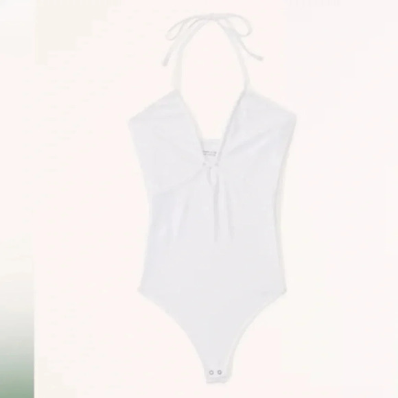 Abercrombie & Fitch Halter Cutout White Bodysuit Soft A&F Collection - Picture 1 of 3